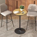 HOMCOM - Table de bar ronde pour 2, montage facile pour bar à domicile, cocktail, bistrot - bois naturel-Surface en placage de bois massif mettant en valeur la texture naturelle du bois 