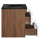 Modway - Render Support mural de 24" Vanette de salle de bain - Noyer blanc Noir-8