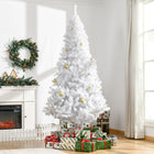 HOMCOM - Décoration de vacances sapin de Noël de 7 pieds avec support - Blanc-Stockage sûr, stable et facile avec le support métallique pliable stable 