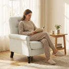 HOMCOM - Fauteuil d’appoint moderne mi-siècle avec assise épaisse rembourrée pour chambre - blanc crème-Assemblage facile requis  