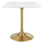 Modway - Lippa 28 po Carré Bois Table à manger, Or Blanc-Table à manger moderne
