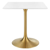 Modway - Lippa 28 po Carré Bois Table à manger, Or Blanc-Table à manger moderne