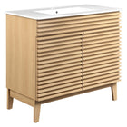 Modway - Render 36" Vanette de salle de bain - Oak White-Vanité moderne du milieu du siècle
