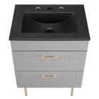 Modway - Daybreak 24" Vanette de salle de bain - Gris clair noir-VANITÉ DURABLE - Cette vanité est fabriquée en caoutchouc, MDF et particules avec une finition mate, et comprend un évier en céramique avec un comptoir intégré et des trous de robinet centraux de 8"