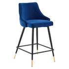Modway - Adorn Performance Velvet Tabouret de comptoir - Marine - Ensemble de 2-Jambes noires effilées