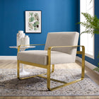 Modway - Astute Tissu rembourré Fauteuil - Beige-Cadre en acier inoxydable
