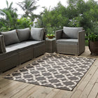 Modway - Cerelia Treillis marocains intérieurs et extérieurs Tapis de comédie 8 pi l x 10 pi L - Gris et beige-Tissage serré à poil bas