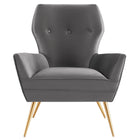 Modway - Renata Bouton touffé Performance Velvet Fauteuil - Gris-Capacité de poids de la chaise : 331 lb