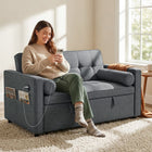 HOMCOM - Canapé-lit gigogne avec ports USB - gris foncé-Dossier réglable en sept positions pour un confort personnalisé selon l’activité 