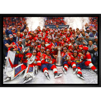 Florida Panthers 20x29 2024 Stanley Cup - Toile encadree - 31" x 22"-Impression sur toile de qualité supérieure avec bordures enveloppées