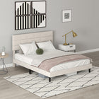 HOMCOM - Cadre de lit plateforme capitonné taille Queen avec tête de lit - blanc crème-Espace sous le lit de 6,3 po (16 cm) pour le rangement et un nettoyage facile 