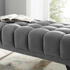 Modway - Adept 47.5" Performance Velvet Banc - Gris-Cadre en bois de bouleau noir écarté