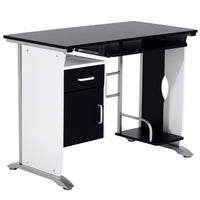 HOMCOM - Bureau d'ordinateur avec plateau pour clavier et support pour unité centrale - 39,4 po L x 20,5 po l x 29,5 po H - noir-Structure en acier massif et panneau MDF de qualité, robuste et durable