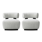 Manhattan Comfort - Bartow fauteuil d’appoint rembourré style milieu du siècle 30,7" - ivoire et noir - lot de 2-Chaises d’appoint modernes du milieu du siècle pour le salon. Ensemble de 2