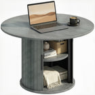 HOMCOM - Table basse ronde 31,5 po avec rangement - gris-La porte coulissante dissimulée révèle un espace de rangement généreux pour les objets domestiques