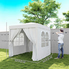 Outsunny - Tente auvent pliante 6.6 pi l x 6.6 pi L pour extérieur - jardin - patio - Blanc-Parois latérales avec attaches à crochets et boucles pour un montage et un démontage faciles, 2 avec grande fenêtre à carreaux pour une visibilité maximale