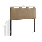 Modway - Athena Velours de performance résistant aux taches Tête de lit Queen size, Taupe-Conception à vagues festonnées