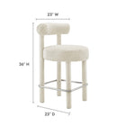 Modway - Toulouse Tissu Boucle Tabouret de comptoir - Argent ivoire-Tissu boucle Tissu Rembourrage
