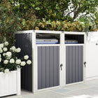 Outsunny - Abri double pour poubelles avec porte verrouillable et couvercle ouvrable à 180°-Conception ventilée pour une meilleure circulation de l'air et moins d'odeurs
