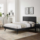 Modway - Marlee Bois Lit à plateforme complet avec pieds écartés, Noir-Construction en bois, MDF et placage