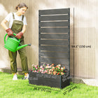 Outsunny - jardinière surélevée 28 po L x 15 po l x 59 po H avec treillis pour plantes grimpantes, gris foncé-Le panneau composite bois-plastique est plus résistant à l'extérieur que le bois seul
