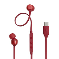 JBL - Tune 310C Écouteurs intra‑auriculaires filaires USB haute résolution - Rouge-Le son Pure Bass JBL, certifié Hi-Res