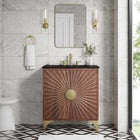 Modway - Daylight 30" Vanette de salle de bain - Noyer noir-Bassin d’évier en céramique