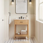 Modway - Zaire 24" Vanette de salle de bain - Blanc naturel-Tir de poignée métallique