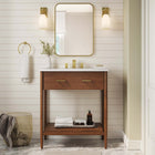 Modway - Zaire 30" Armoire de toilette de salle de bain (lavabo non inclus) - Noyer-Tirs de poignée en métal