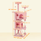 PawHut - Arbre à chat 63 po H, avec deux niches pour chat - rose-Plusieurs plateformes pour grimper et observer 