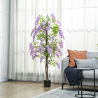 HOMCOM - Arbre de glycine artificiel 5,9 pi avec bois naturel - violet-Le pot de pépinière avec terreau en ciment offre une grande stabilité 