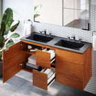 Modway - Scenic Double support mural de 48" Vanette de salle de bain - Cerise noire-Calleton de montage compatible avec les cloisons sèches