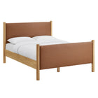Modway - Maven Taille reine Cuir végétalien rembourré Lit de plateforme, Tan Oak-Assemblée requise