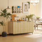 HOMCOM - Buffet cannelé 55,1 po L avec rangement - bois naturel-Polyvalent comme meuble TV, armoire d’entrée, meuble de salon ou armoire de cuisine 