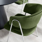 Modway - Nella Rembourré Performance Velvet Chaise à manger Ensemble de 2 - Argent vert mousse-Bouton rond décoratif