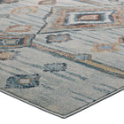 Modway - Jenica Diamant abstrait tribal marocain vieilli Tapis de comédie 8 pi l x 10 pi L - Argent, bleu, beige et brun-Haute densité / Tissé à la machine