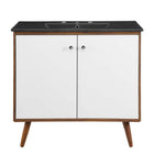 Modway - Transmit 36" Vanette de salle de bain - Noir noyer-Portes doubles à fermeture douce