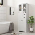 HOMCOM - Armoire de rangement moderne haute pour salle de bain ou cuisine - blanc-Le design à portes vitrées met en valeur les objets décoratifs 