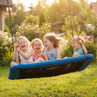 Qaba - Balançoire soucoupe pour enfants, avec hauteur réglable et sangles pour arbre - bleu-Avec une capacité de 660 lb, cette balançoire d'arbre offre une expérience de jeu très stable et sûre 