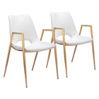 Zuo - Desi Chaise de salle à manger - Blanc/Or - Ensemble de 2-Assemblage requis