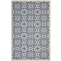 Modway - Ariana Treillis floraux vintage à l’intérieur et à l’extérieur Tapis 9 pi l x 12 pi L - Bleu et beige-Tapis vintage à treillis floraux