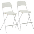 HOMCOM - Tabourets de bar pliants avec repose-pieds - blanc - paquet de 2-Lot de 2 tabourets de bar, idéal pour les repas quotidiens, les discussions informelles ou les réunions détendues à la maison 
