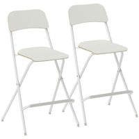 HOMCOM - Tabourets de bar pliants avec repose-pieds - blanc - paquet de 2-Lot de 2 tabourets de bar, idéal pour les repas quotidiens, les discussions informelles ou les réunions détendues à la maison 

