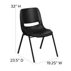 Flash Furniture - Chaise coquille noire, empilable et ergonomique de la série HERCULES avec cadre noir, capacité de 880 lb-Garantie à vie limitée sur le cadre