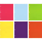 JAM Paper - Chemises scolaires plastifiées à deux pochettes - brillantes et perforées à 3 trous - couleurs tendance assorties - Paquet de 6-Taille : 9,25 x 11,5 pouces l Convient facilement aux documents de 8,5" x 11"
