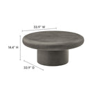 Modway - Argos Intérieur - Terrasse extérieure Rond de béton Table basse - Gris-Construction en béton solide