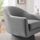 Modway - Astral Performance Velvet Tissu et bois Chaise pivotante - Gris-Base pivotante à 360º