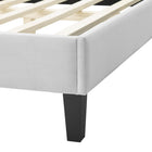 Modway - Soleil Performance Velvet Lit plein, Gris clair-Pieds en bois noir effilés