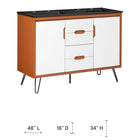 Modway - Energize Double évier 48" Vanette de salle de bain - Noir blanc cerise-Lavabo en céramique avec trous centraux de 8"