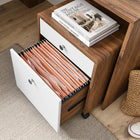 Modway - Transmit Bois Ensemble de bureau et d’armoire à dossiers - Blanc noyer-Plateau de clavier à extension complète